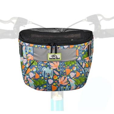 Imagem de Remobia Hicol Cesta de bicicleta infantil, bolsa durável para bicicleta e scooter, bolsa de guidão de bicicleta de tecido impermeável para meninos, meninas, crianças pequenas com aba de malha com