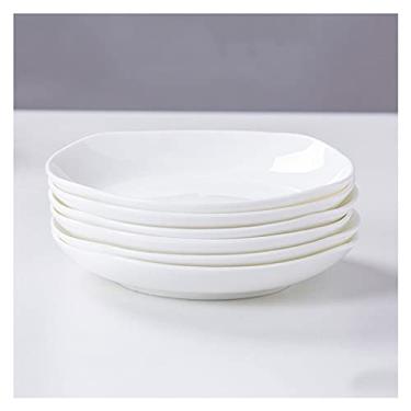 Imagem de Conjunto de 6 pratos de jantar de prato de serviço, conjunto de 6 utensílios de cozinha para pratos, prato de aperitivo, pratos de salada e sobremesa, forno de micro-ondas e lava-louças (branco