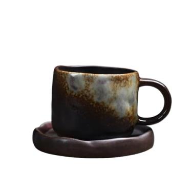 Imagem de Caneca de café de cerâmica xícara de café/chá com pires, conjunto retrô para uso em restaurante doméstico