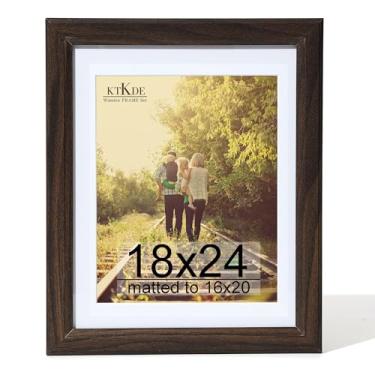 Imagem de KTKDE Moldura de pôster de 45,7 x 61 cm, moldura de nogueira, 40,6 x 50,8 cm com tapete ou 45,7 x 61 cm sem tapete, moldura composta de madeira de estilo moderno, moldura de parede de galeria de