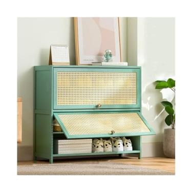 Imagem de Armário de sapatos - Armário de armazenamento de sapatos multicamadas, organizador de sapatos de pé livre com portas dobráveis, para entrada de quarto, corredor de armário, organizador de