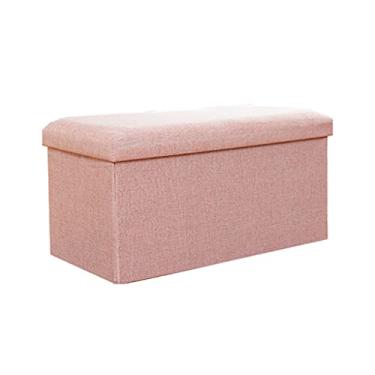 Imagem de Banco de armazenamento dobrável de 48 x 30 x 30 cm - Banco organizador versátil com grande capacidade, ideal para o final da cama, descanso para os pés da cadeira, carga máxima de 150 kg, perfeito