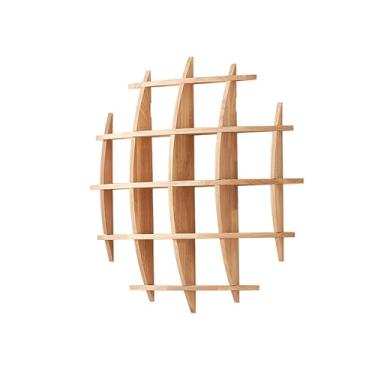 Imagem de Moderno conjunto de rack de vinho em forma de diamante montado na parede com prateleiras de armazenamento – Exibição de vinho elegante e suporte para armário de bebidas – Solução de armazenamento de