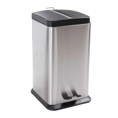 Imagem de Lixeira Inox Pedal Quadrada Mor Jaspe 20L Balde Removivel