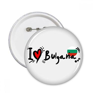Imagem de I Love Bulgana Bandeira da Palavra Amor Ilustração Coração Pinos Redondos Emblema Decoração de Roupas 5 peças Presente