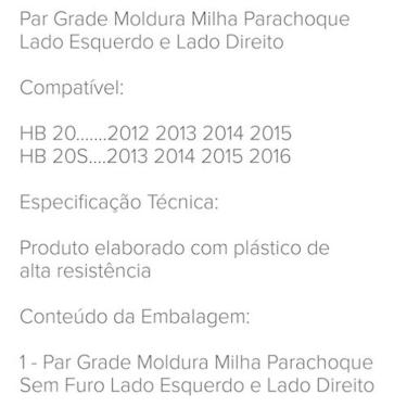 Imagem de Par Moldura Grade Farol Milha Hb20 Hb20S 2012 A 20