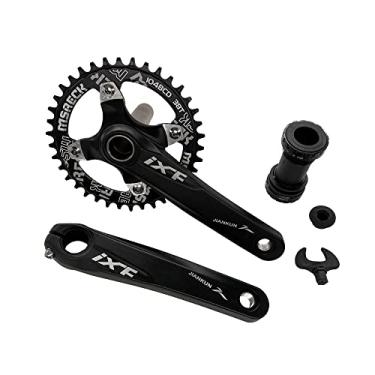 Imagem de Conjunto de braço de manivela de bicicleta conjunto de braço de manivela de bicicleta de montanha 170 mm 104 BCD com kit de suporte inferior, parafusos de corrente simples e corrente para bicicleta de estrada MTB BMX, compatível com Shimano, FSA, Gaint (preto, 38T)