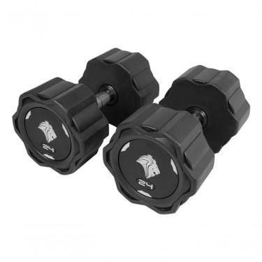 Imagem de Par De Dumbbells 24kg Lion Monobloco Em Aço Maciço Injetado