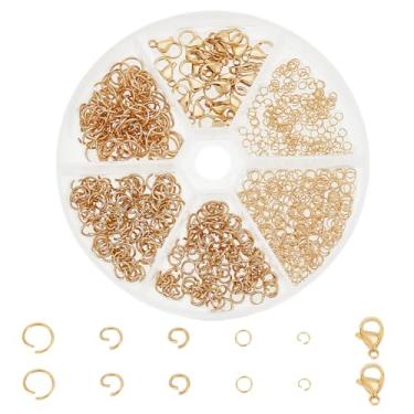 Imagem de PH PandaHall Conjunto De Fechos Para Joias Banhados A Ouro 18K, 700 Peças, 3/4/5/6/8 Mm, Argolas Abertas Com 20 12 X 7 Garra Lagosta, Elos Aço Inoxidável 304 Fazer Pingentes Chaveiro