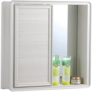 Imagem de AKALNNB Armários espelhados na parede armário de cosméticos para quarto, banheiro com espelho armário de parede de banheiro à prova de umidade com porta deslizante espelhada