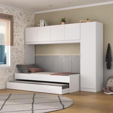 Imagem de Bicama De Solteiro Com Guarda Roupa Dublin Mp4032 Branca - MULTIMOVEIS
