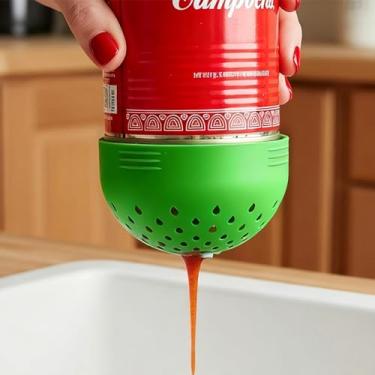 Imagem de 2 coadores de latas de silicone para produtos enlatados, conjunto de mini escorredor multiuso, pequenos escorredores e coadores de cozinha para uso na cozinha (verde)