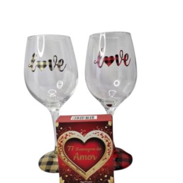 Imagem de Kit Box do Amor + 2 Taças de Vidro Presente Romântico Casal