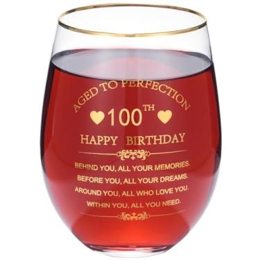 Imagem de Calltoge Presentes inspiradores de aniversário de 100 anos para mulheres e homens copo de vinho de 425 g copo de vinho tinto Behind You All Your Memories Before You All Your Dreams Presente de