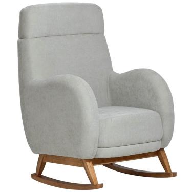 Imagem de Poltrona De Amamentação Com Balanço Base Nina Ternura D02 Linho Verde Claro C-47 - Lyam Decor