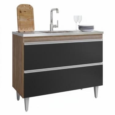Imagem de Balcao Para Pia 2 Portas Esmeralda 100 Cm Freijo Preto