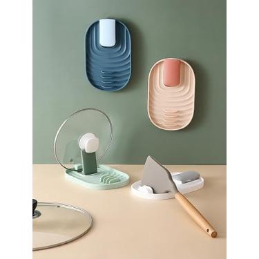 Imagem de Colher dobrável e descanso de tampa de panela, suporte de utensílios resistente ao calor, organizador de bancada sem gotejamento para cozinha, fogão, espátulas, garfos