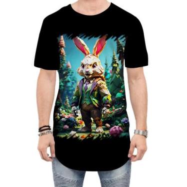 Imagem de Camiseta Longline Do Coelhinho da Páscoa Polígonos 11 - Kasubeck Store