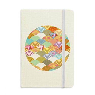 Imagem de Caderno padrão geométrico de flores quadradas japonês, capa dura em tecido, diário clássico