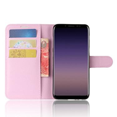Imagem de Capa carteira para Samsung Galaxy A8+(2018), capa carteira flip de couro PU premium com compartimento para cartão, suporte e fecho magnético [capa interior à prova de choque de TPU] Compatível com