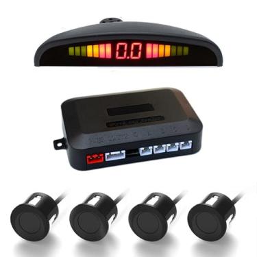Imagem de CYDZSW Sensor de estacionamento para carros, kit de sensor de estacionamento reverso reserva com visor LED + alerta de campainha + 4 peças de sensores para carro e caminhão (preto)