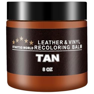 Imagem de STARTSO WORLD Bálsamo de recoloração de couro, kit de reparo de couro marrom para móveis, tinta de couro, restaurador de cor de couro para sofás, pintura de sofá de couro | Reparo, restauração de