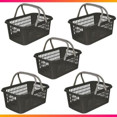 Imagem de 5 Cesta Cestinha Plástica Supermercado Mercado Reforçado 9 L - Usual U