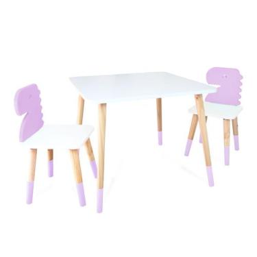 Imagem de Kit Mesa e 2 Cadeiras Infantil Dinossauro - Eita Casa Perfeita, Lilás