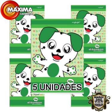 Imagem de Kit 5 Cadernos Brochurão 80 Folhas Com Pauta Alibombom Capa Dura Mater
