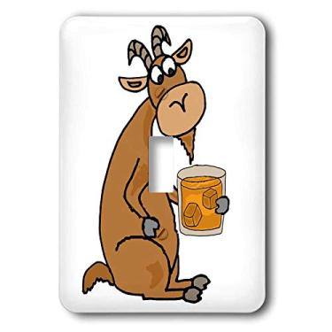 Imagem de 3dRose Divertido fofo cabra bebendo uísque escocês velhice humor - interruptor único (LSP_313450_1), varia