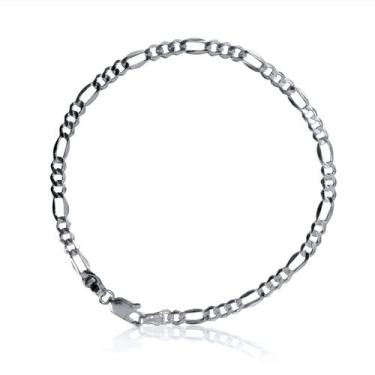 Imagem de Pulseira 3 Em 1 Italiana Masculina 4mm X 21cm Em Prata 925 Maciça - Mi