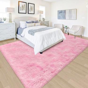 Imagem de JiaoBaba Tapete rosa tie-dye para sala de estar 1,5 x 2,4 m macio moderno tapete felpudo tapete de cabeceira para quarto de crianças meninos adolescentes berçário bebê dormitório escritório decoração