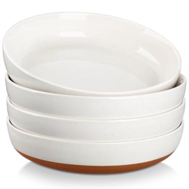 Imagem de MALACASA Conjunto de 4 tigelas de macarrão de 1,360 g, tigelas grandes para servir salada para cozinha, tigelas de sopa de cerâmica, pratos de massa para jantar, seguro para micro-ondas e lava-louças
