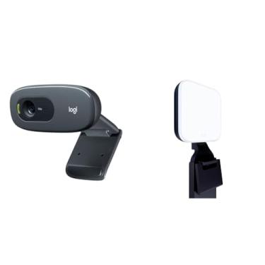 Imagem de Kit Webcam HD Logitech C270 com Microfone Embutido + Iluminação de LED Premium Logitech Litra Glow Preto