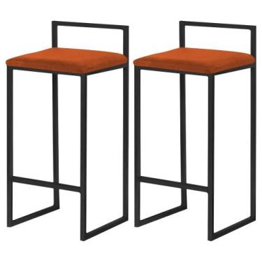 Imagem de Kit 2 Banqueta Pietra Preta Sued Terracota - Straso Móveis - Metal Móv