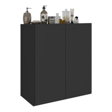 Imagem de Balcão Multiuso Organizador Para Banheiro 2 Portas 63cm Multimóveis Mp5038 Preto Preto
