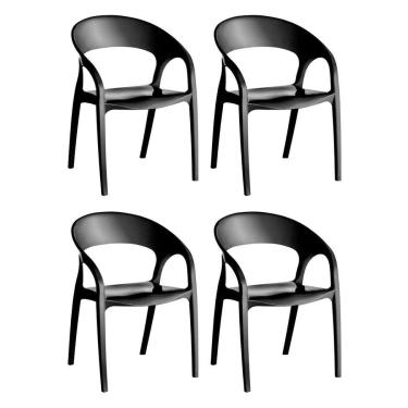 Imagem de Conjunto com 4 Cadeiras de Plástico Glass Preto
