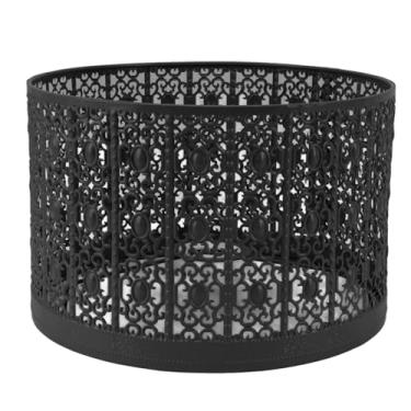 Imagem de Processo de Gravação de Metal Abajures Grandes, E14 E27 Tampa de Luz de Sombra de árvore Oca, Tambor de Abajur Preto Abajures Grandes para Abajur de Mesa e Luz de Chão, Abajur