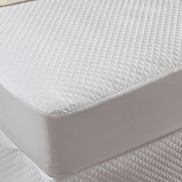 Imagem de Protetor de Colchão Queen Impermeável Matelassê 2,76m x 2,36m Branco Antialérgico