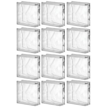 Imagem de Kit 12 Bloco De Vidro 1 Lado Acabamento 19X19X8 Tradestar