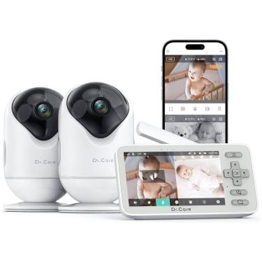Imagem de Babá Eletrônica VistaView Lite com Wi-Fi, 2 Câmeras, Tela Dividida 720P, Controle por App, Alertas de Movimento, Visão Noturna,Dr.Care