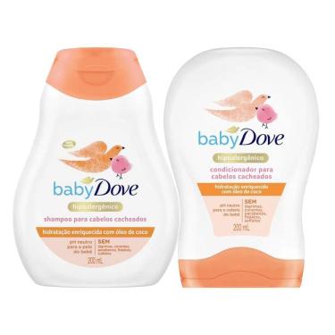 Imagem de Kit Shampoo e Condicionador Baby Dove Cabelos Cacheados Hidratação Henriquecida 200ml