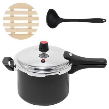 Imagem de Panela Pressão 4,5L Fechamento Externo + Descanso + Concha - Marcolar