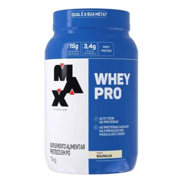 Imagem de Suplemento Academia Whey Pro Max Titanium Concentrado Pote 1kg Sabor Baunilha