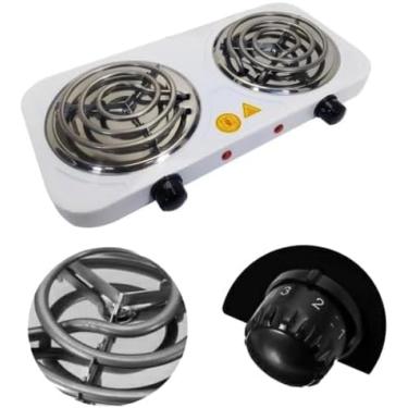 Imagem de Fogão Elétrico Portátil, 2 Bocas, 2000W, Cooktop com Espiral, Branco 127v