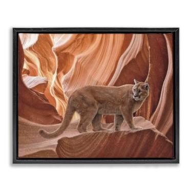 Imagem de Stupell Industries Arte de parede em tela flutuante emoldurada preta Cougar Canyon View por Collin Bogle, 43 x 53 cm