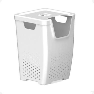 Imagem de Cesto Organizador Multiuso De Roupas Empilhavel Branco 43L - Nitron