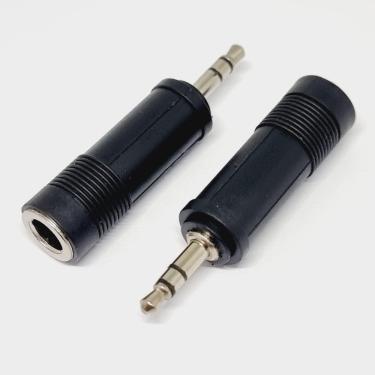 Imagem de Adaptador Plug P10 Fêmea para P2 Macho - Plástico e Latão