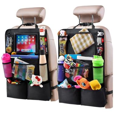 Imagem de Organizador Veicular Multifuncional para Banco Traseiro com Suporte para Tablet, 2 UN, H HELTEKO, Preto