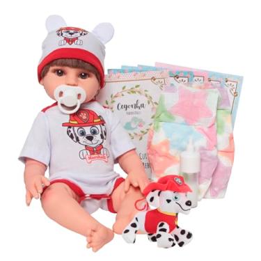 Imagem de Bebe Reborn Boneco Realista Menino 46cm Pelúcia Kit Itens